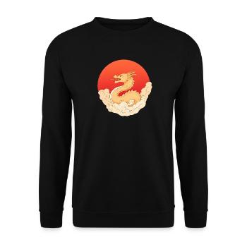 Golden Dragon – Japan Anime Sun & Clouds - Unisex Sweatshirt - black - Front - Alina (178cm) & Michal (187cm)