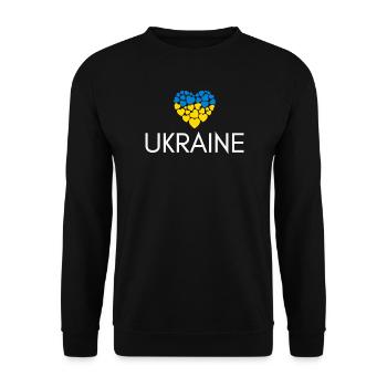 Herz mit der ukrainischen Flagge, ich liebe die Ukraine - Unisex Pullover - Schwarz - Vorne - Alina (178cm) & Michal (187cm)