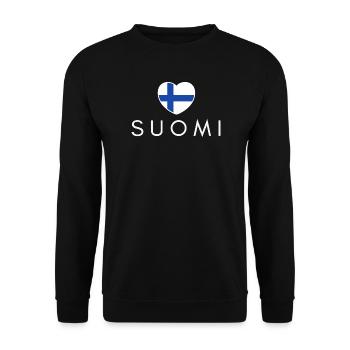 Heart with Finland flag, I love Finland - Unisex Sweatshirt - black - Front - Alina (178cm) & Michal (187cm)