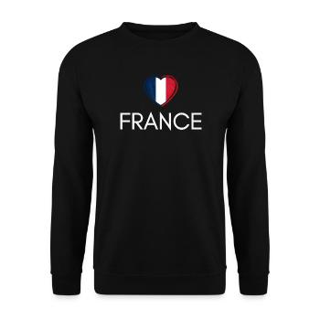Cœur avec drapeau français, fierté française - Sweat-shirt Unisexe - noir - Devant - Alina (178cm) & Michal (187cm)