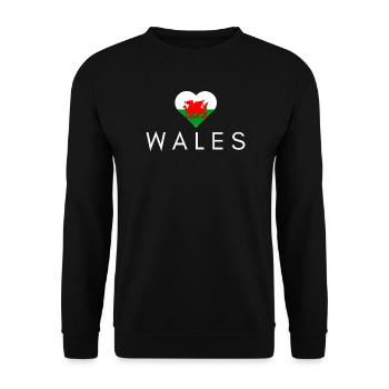 Heart with Welsh flag, master Wales - Unisex Sweatshirt - black - Front - Alina (178cm) & Michal (187cm)