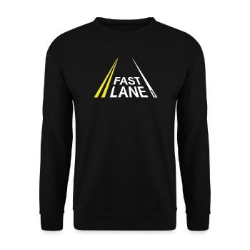 Fast Lane - Schnell raus! Läufer, Radfahrer designen. - Unisex Pullover - Schwarz - Vorne - Alina (178cm) & Michal (187cm)