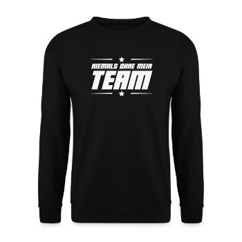 niemals_ohne_mein_team- - Unisex Sweatshirt - black - Front - Alina (178cm) & Michal (187cm)