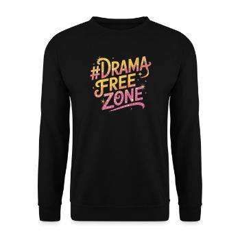 Drama Free Zone Colorful Glittering Fun Font - Unisex Sweatshirt - black - Front - Alina (178cm) & Michal (187cm)