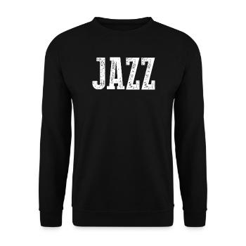 Jazz Distressed Typography Tee - Unisex Sweatshirt - black - Front - Alina (178cm) & Michal (187cm)