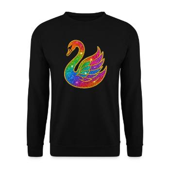 Regenbogen Glitzer Schwan Mutter - Unisex Pullover - Schwarz - Vorne - Alina (178cm) & Michal (187cm)