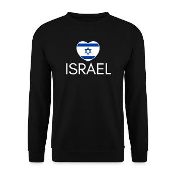 Heart with Israel flag, I love Israel - Unisex Sweatshirt - black - Front - Alina (178cm) & Michal (187cm)