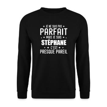 Stéphane : authentique, imparfait, top, perfection - Sweat-shirt Unisexe - noir - Devant - Alina (178cm) & Michal (187cm)