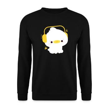 Duck with Headphones - Unisex Sweatshirt - black - Front - Alina (178cm) & Michal (187cm)