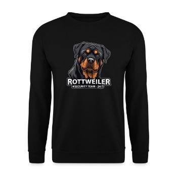 Rottweiler Security Team Motiv für Hundefans - Unisex Pullover - Schwarz - Vorne - Alina (178cm) & Michal (187cm)