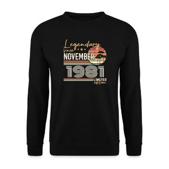 Millésime Novembre 1981 RétroNovembre 1981  - Sweat-shirt Unisexe - noir - Devant - Alina (178cm) & Michal (187cm)