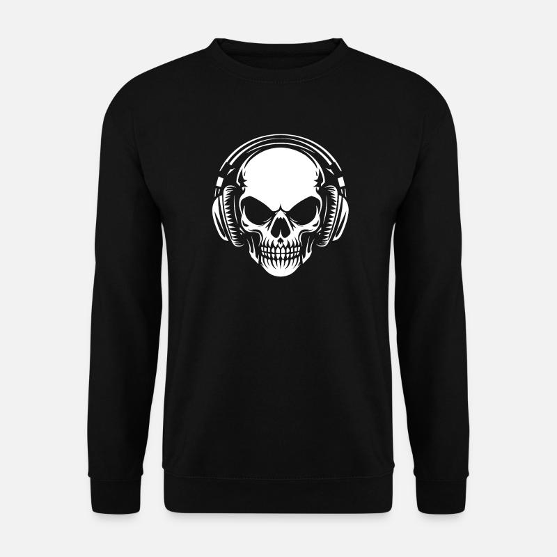 Schädel mit Kopfhörer - Unisex Pullover - Schwarz