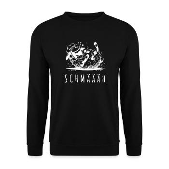 Schmääääh – Lustiges Schaf & Mäh Wortspiel Motiv - Unisex Pullover - Schwarz - Vorne - Alina (178cm) & Michal (187cm)