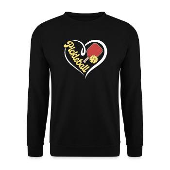 Coeur Pickleball - Sweat-shirt Unisexe - noir - Devant - Alina (178cm) & Michal (187cm)