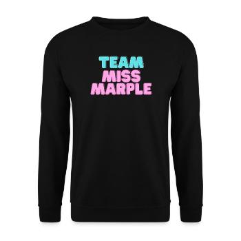 Team Miss Marple farbig - Unisex Pullover - Schwarz - Vorne - Alina (178cm) & Michal (187cm)