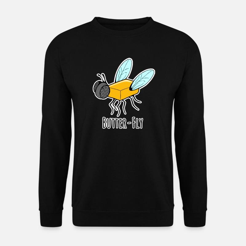 Butter-Fly - Butter Fliege Flachwitz - Unisex Pullover - Schwarz