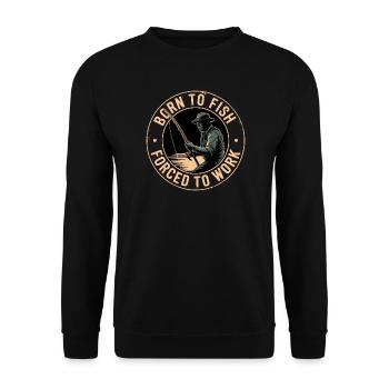 Born to Fish Motif Rétro Angler - Sweat-shirt Unisexe - noir - Devant - Alina (178cm) & Michal (187cm)