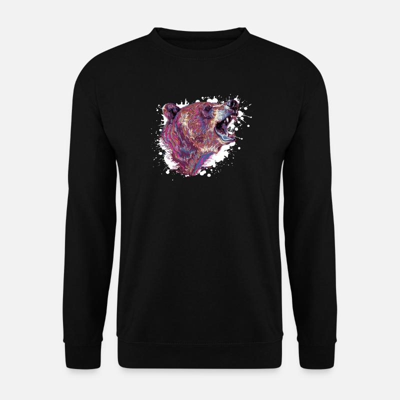 Neon-Splash Bärenkopf - Unisex Pullover - Schwarz