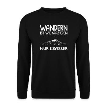 Wandern Sprüche Wanderer Wanderoutfits - Unisex Pullover - Schwarz - Vorne - Alina (178cm) & Michal (187cm)