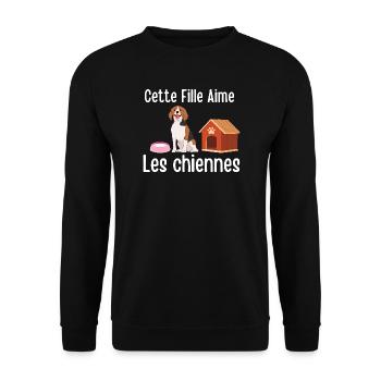 This Girl Loves Dogs - Unisex Sweatshirt - black - Front - Alina (178cm) & Michal (187cm)