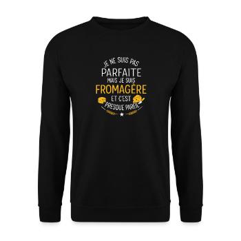 Je Ne Suis Pas Parfaite Mais Je Suis Fromagère - Sweat-shirt Unisexe - noir - Devant - Alina (178cm) & Michal (187cm)