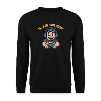 Eat Sleep Game Repeat Gaming Saying - Unisex Sweatshirt - black - Front - Alina (178cm) & Michal (187cm)