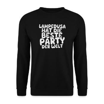 Geschenk für Lampedusa - Unisex Pullover - Schwarz - Vorne - Alina (178cm) & Michal (187cm)