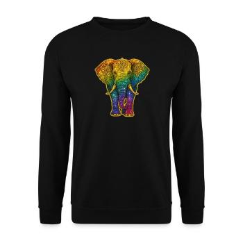 Regenbogen Elefant mit Goldmuster - Unisex Pullover - Schwarz - Vorne - Alina (178cm) & Michal (187cm)