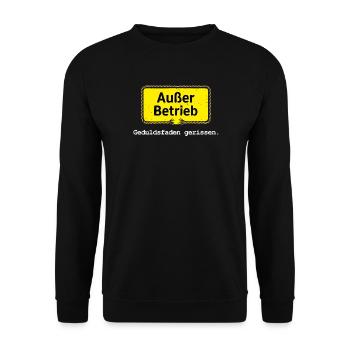 Out of service – patience thread broken saying motif - Unisex Sweatshirt - black - Front - Alina (178cm) & Michal (187cm)