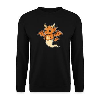 Orangener Drachenfreund - Unisex Pullover - Schwarz - Vorne - Alina (178cm) & Michal (187cm)