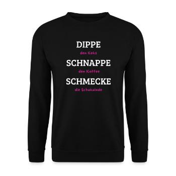 Dippe den Keks Kaffee Schmecke Spruch - Unisex Pullover - Schwarz - Vorne - Alina (178cm) & Michal (187cm)