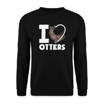 Sea Otter Cartoon Heart - Unisex Sweatshirt - black - Front - Alina (178cm) & Michal (187cm)