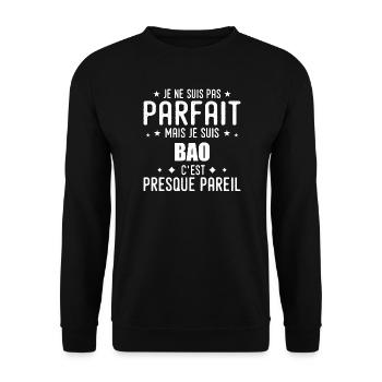 Bao: authentic, imperfect, top, perfection - Unisex Sweatshirt - black - Front - Alina (178cm) & Michal (187cm)