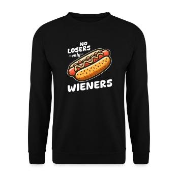Hot dog No Losers Wieners - Unisex Sweatshirt - black - Front - Alina (178cm) & Michal (187cm)