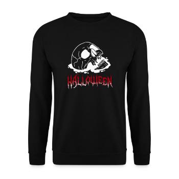 Totenkopf - Halloween Design - Unisex Pullover - Schwarz - Vorne - Alina (178cm) & Michal (187cm)
