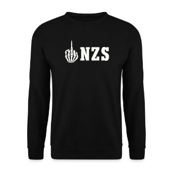Antifa Antifaschistisches Statement FCK NZS - Unisex Pullover - Schwarz - Vorne - Alina (178cm) & Michal (187cm)