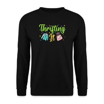 Thrift Shopper Thrifting It Thrift Store - Unisex Pullover - Schwarz - Vorne - Alina (178cm) & Michal (187cm)
