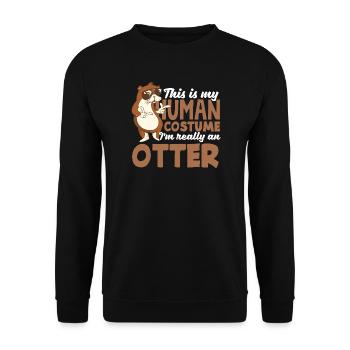 Sea Otter Cartoon Human Costume - Unisex Sweatshirt - black - Front - Alina (178cm) & Michal (187cm)