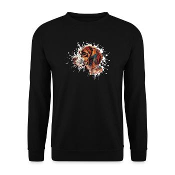 Beagle Farbexplosion - Unisex Pullover - Schwarz - Vorne - Alina (178cm) & Michal (187cm)