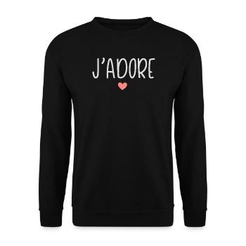 Ich liebe Pink Heart - Unisex Pullover - Schwarz - Vorne - Alina (178cm) & Michal (187cm)