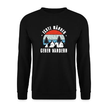 Wandern Sprüche Wanderer Wanderoutfits - Unisex Pullover - Schwarz - Vorne - Alina (178cm) & Michal (187cm)