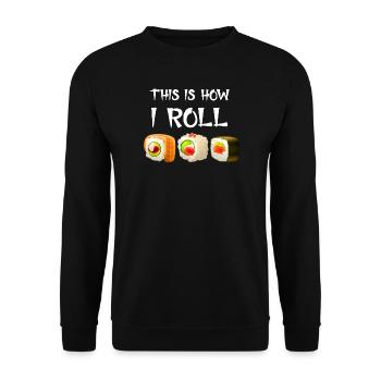 Kawaii Sushi Meme Sushi Joke - Unisex Pullover - Schwarz - Vorne - Alina (178cm) & Michal (187cm)