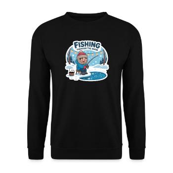 Fishing Through The Snow Eisfischen Winter Angeln - Unisex Sweatshirt - black - Front - Alina (178cm) & Michal (187cm)