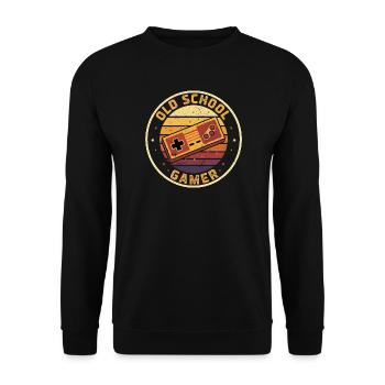 Old School Gamer Sunset Controller Retro Zocker - Unisex Sweatshirt - black - Front - Alina (178cm) & Michal (187cm)