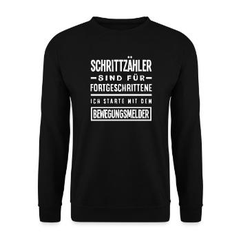 Podomètre? J’utilise le détecteur de mouvement - Sweat-shirt Unisexe - noir - Devant - Alina (178cm) & Michal (187cm)