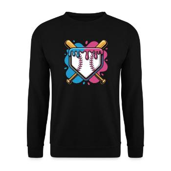 Baseball Home Plate Pink Blue Crossed Batters - Unisex Sweatshirt - black - Front - Alina (178cm) & Michal (187cm)