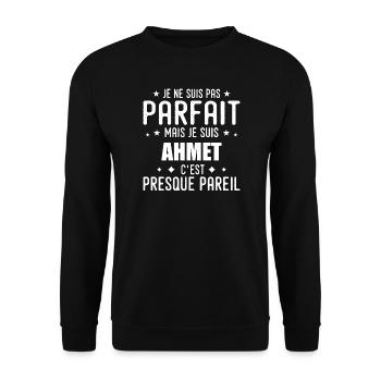 Ahmet : authentique, imparfait, top, perfection - Sweat-shirt Unisexe - noir - Devant - Alina (178cm) & Michal (187cm)