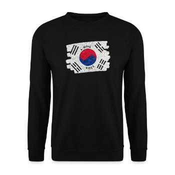 K-Wave Vibes Korea Flag Mosaic Design - Unisex Sweatshirt - black - Front - Alina (178cm) & Michal (187cm)
