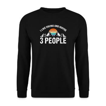 J’aime la randonnée et peut-être 3 personnes Humour rétro - Sweat-shirt Unisexe - noir - Devant - Alina (178cm) & Michal (187cm)