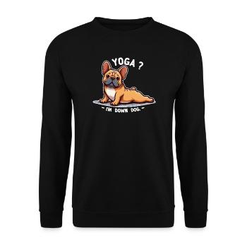 Dog Yoga Bulldog Pose - Unisex Sweatshirt - black - Front - Alina (178cm) & Michal (187cm)